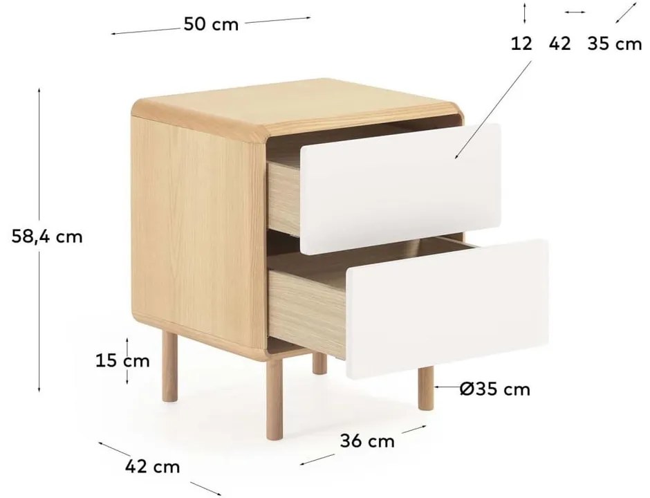 Szaro-naturalna szafka nocna Anielle – Kave Home