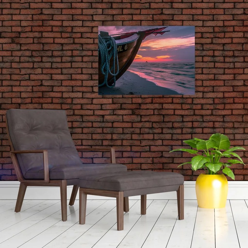 Obraz łodzi na brzegu (70x50 cm)