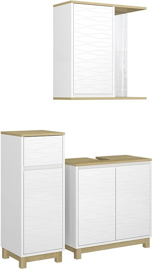 Zestaw mebli łazienkowych biały/dąb 60x30x60 livia