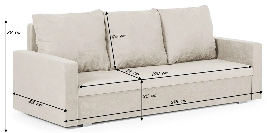 Kanapa sofa 3 os z funkcją spania DELTA Brązowy