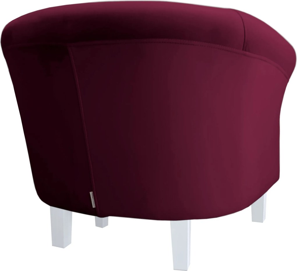 Fotel Milo tkanina Welur wygodny fotel tapicerowany do salonu i sypialni : Kolor nogi - Biała, Kolor tkaniny - VELVET - MG02, Wysokość nogi - 15 cm