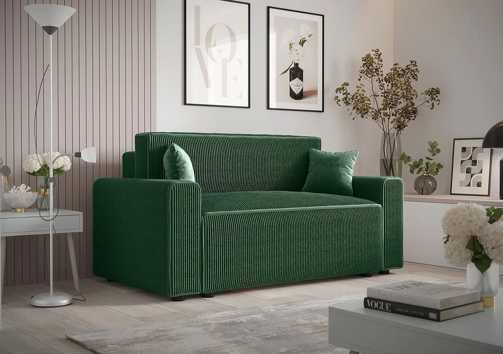 Ciemnozielona rozkładana sofa z pojemnikiem S7-B61