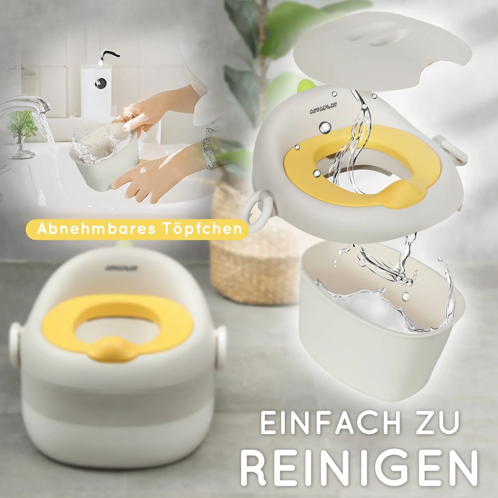 AIYAPLAY 3 w 1 Nocnik dla dzieci, zdejmowane siedzisko, poduszka z eko-skóry, do 50 kg, 6 miesięcy do 6 lat, Szary