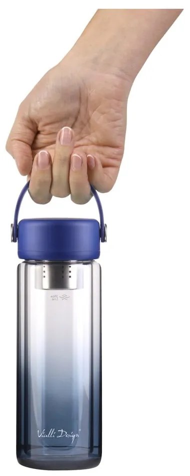 Niebieska szklana butelka 350 ml Fuori – Vialli Design