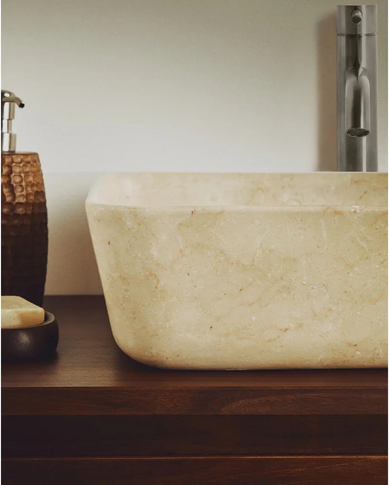 Beżowa kamienna umywalka 40x40 cm Darnen – Kave Home