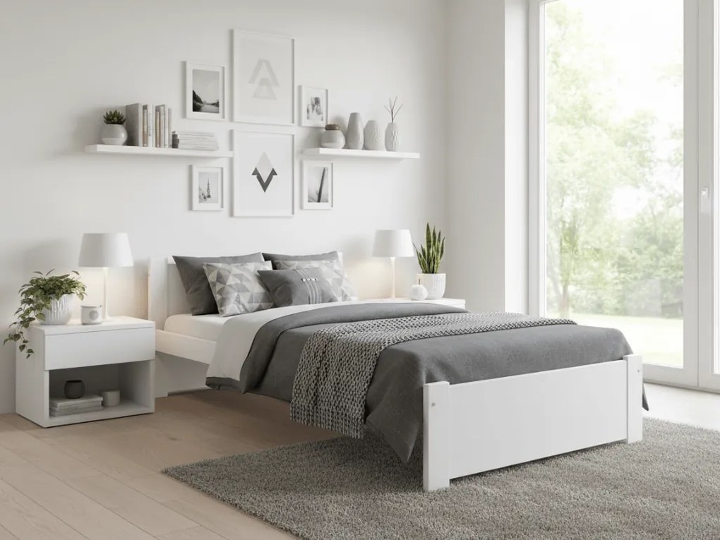 Łóżko IKAROS 90 x 200 cm, białe Stelaż: Bez stelaża, Materac: Materac Sommera