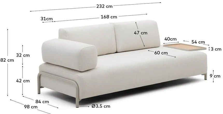 Beżowa sofa 232 cm Compo – Kave Home