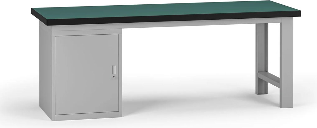 Stół warsztatowy G8, 2100 x 750 x 800 mm, 1x szafka, szary