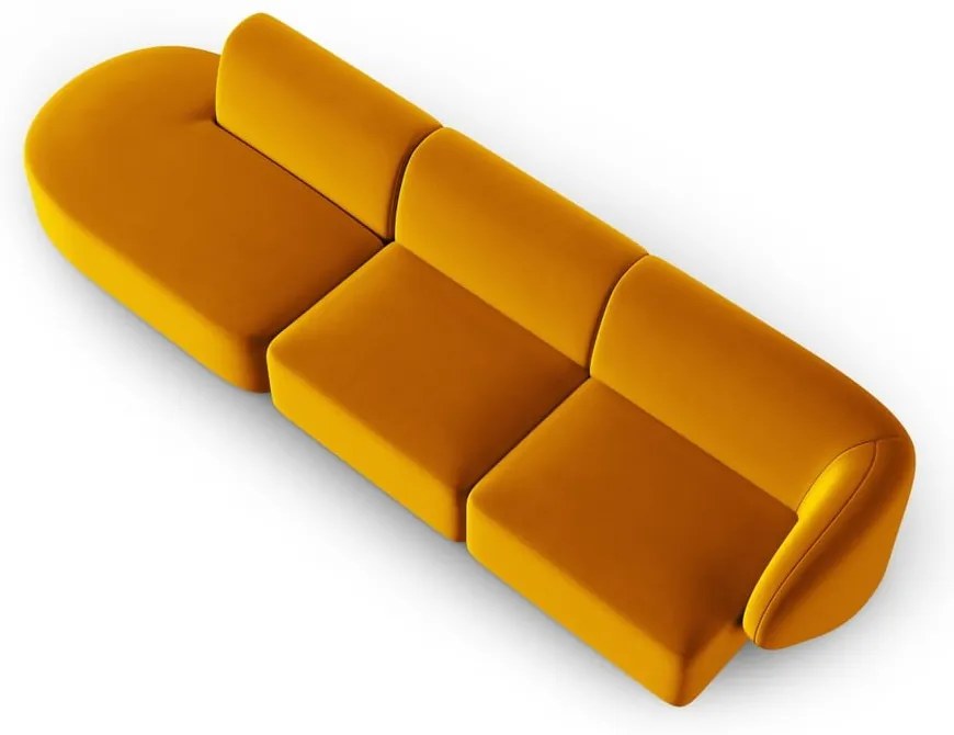 Musztardowa aksamitna sofa prawostronna 311 cm Paolo – Milo Casa