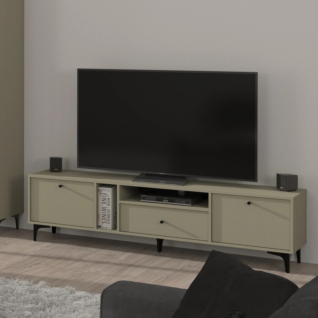 Szafka RTV stojąca TORINO 180 cm do Salonu pod Telewizor 1 Szuflada - Odcienie zieleni