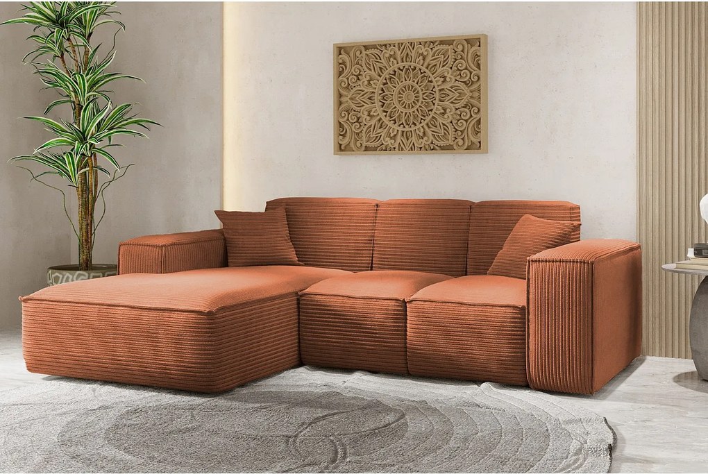 Narożnik w kształcie L SIENA, tkanina Poso, Miedziany, Lewy