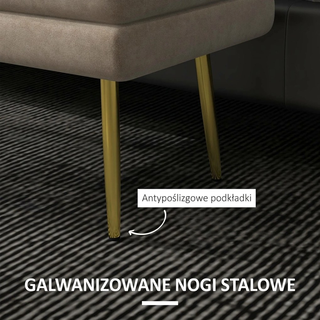 HOMCOM Ławka tapicerowana z pojemnikiem skrzynia do przedpokoju puf beżowa 79,5x37,5x43 cm stalowe nogi siedzisko ze schowkiem | Aosom PL