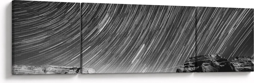 Czarno - biały obraz gwiaździstego nieba (170x50 cm)