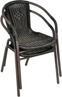 Krzesło ogrodowe Bistro rattanowe - czarne z brązową strukturą