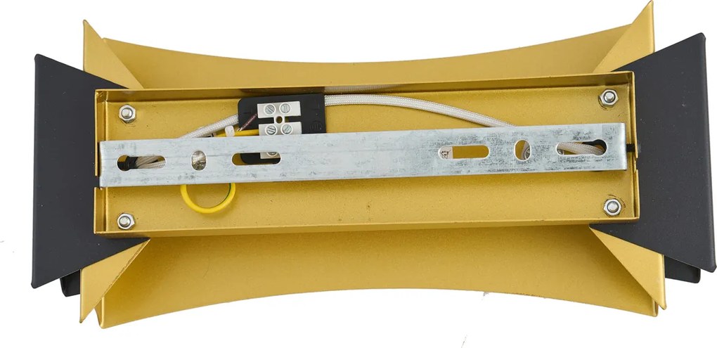 Nowoczesna lampa ścienna czarna ze złotem - Plats