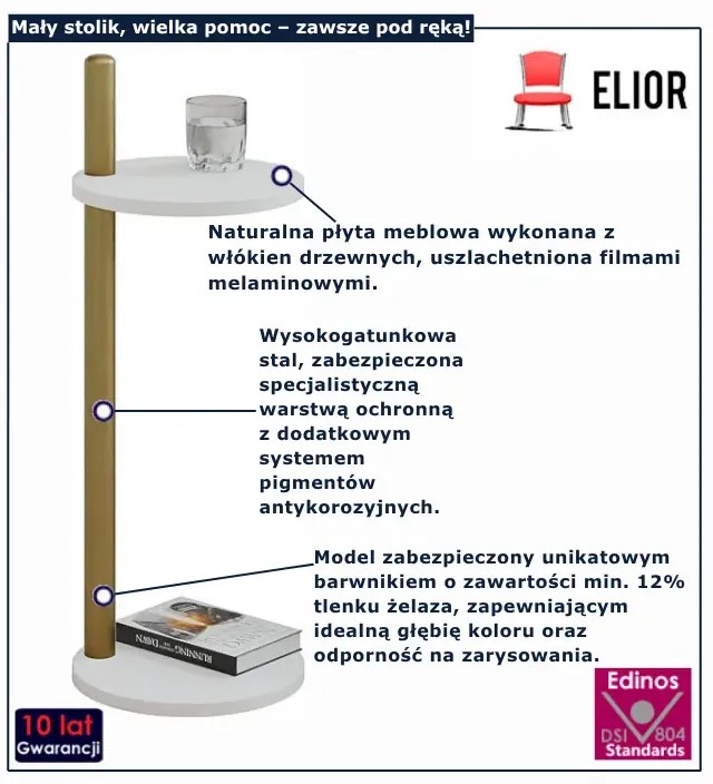 Biały stolik nowoczesny pomocniczy  H0-M98