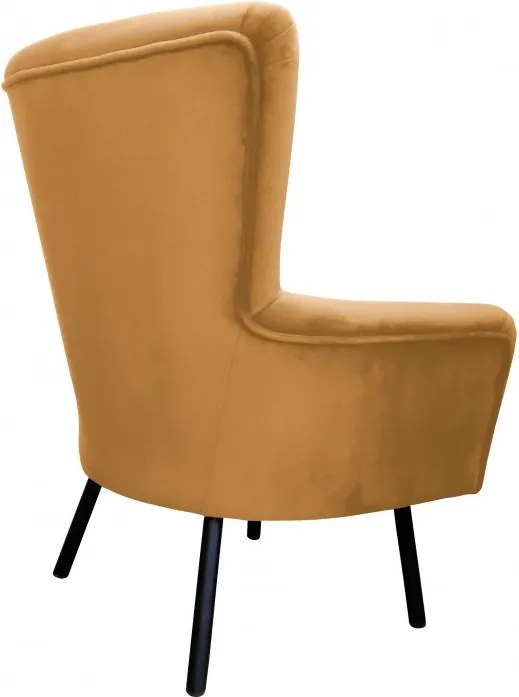 Fotel TULIP tkanina Welur noga metalowa Uszak luksusowy komfort salonu : Kolor nogi - Czarna, Kolor tkaniny - VELVET - MG15