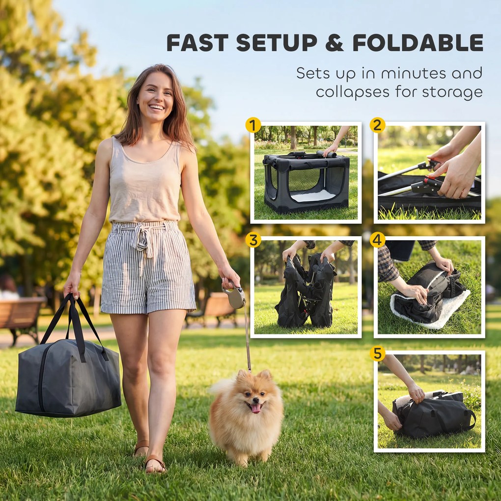 PawHut Składana torba transportowa dla psa z poduszką, zdejmowanym i nadającym się do prania pokrowcem, wykonana z tkaniny Oxford, dla psów do 22 kg, zielony wojskowy | Aosom PL