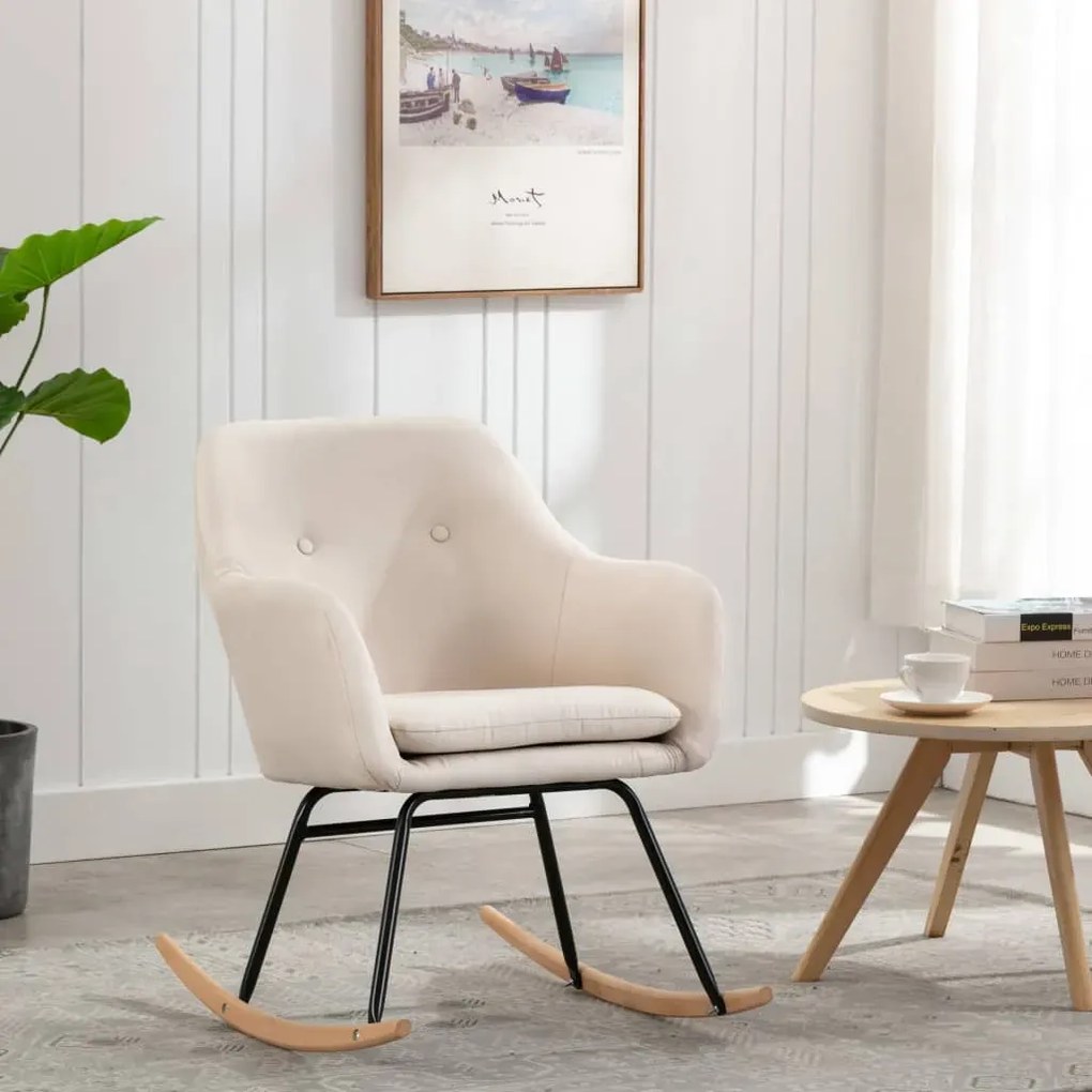 Kremowy nowoczesny fotel bujany F4-D17