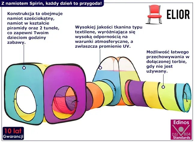 Kolorowy namiot do zabawy z tunelami H5-L91