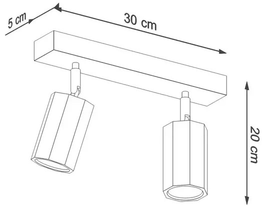 Drewniany plafon z dwoma reflektorami - S473-Bumi