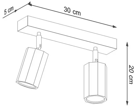 Drewniany plafon z dwoma reflektorami - S473-Zeros