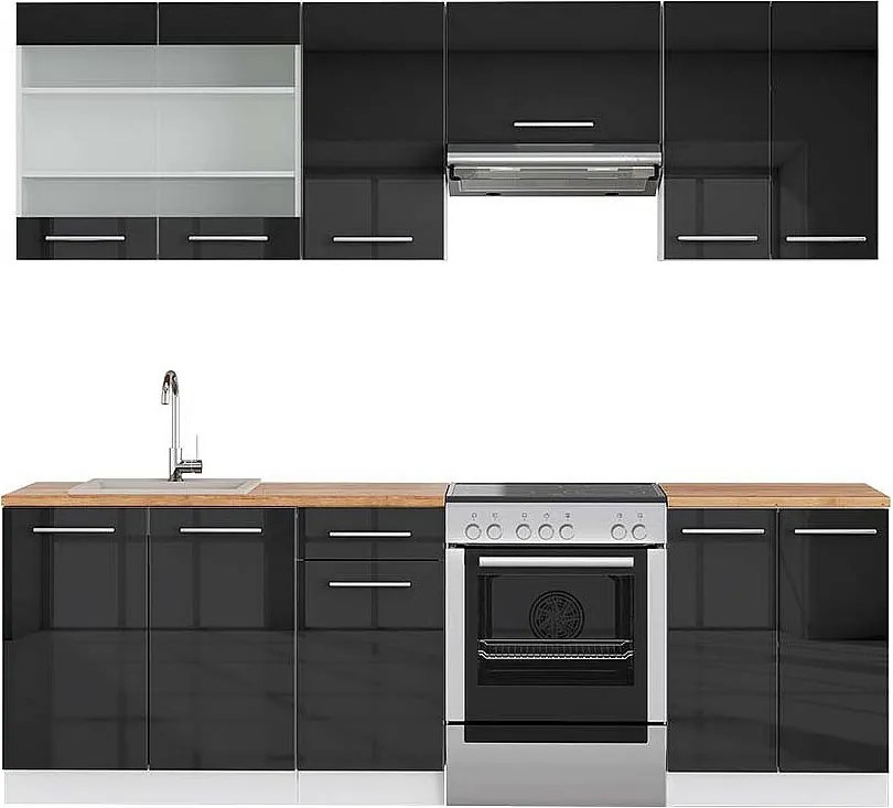 Aneks kuchenny antracytowy wysoki połysk/biały 240x60x81.6 fame-line