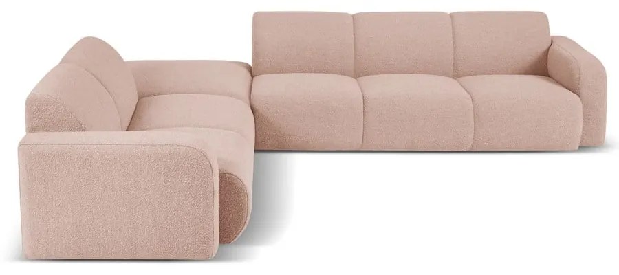 Różowy narożnik z materiału bouclé (lewostronny) Molino – Micadoni Home