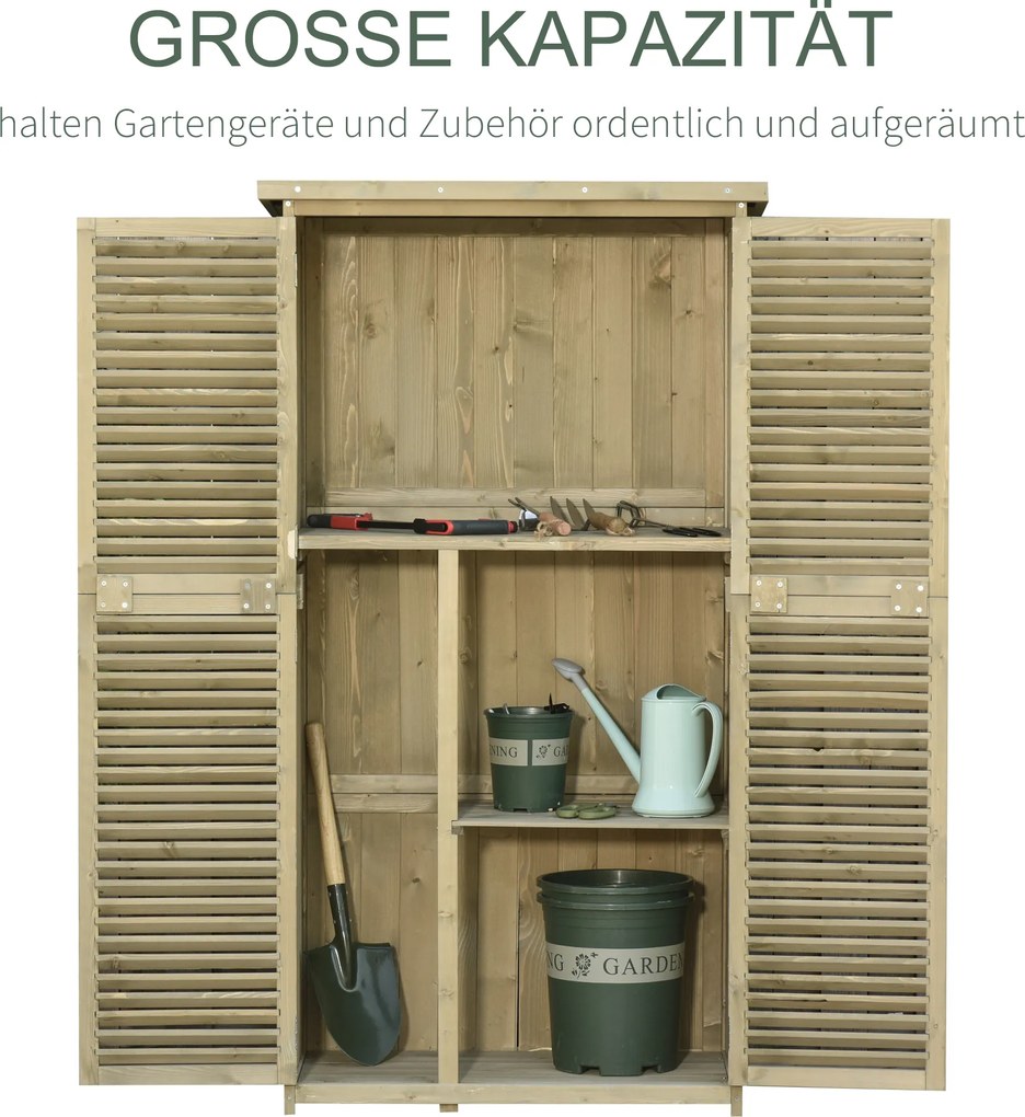 Outsunny szafka ogrodowa drewno szafka na narzędzia 4 półki z asfaltowym dachem szara