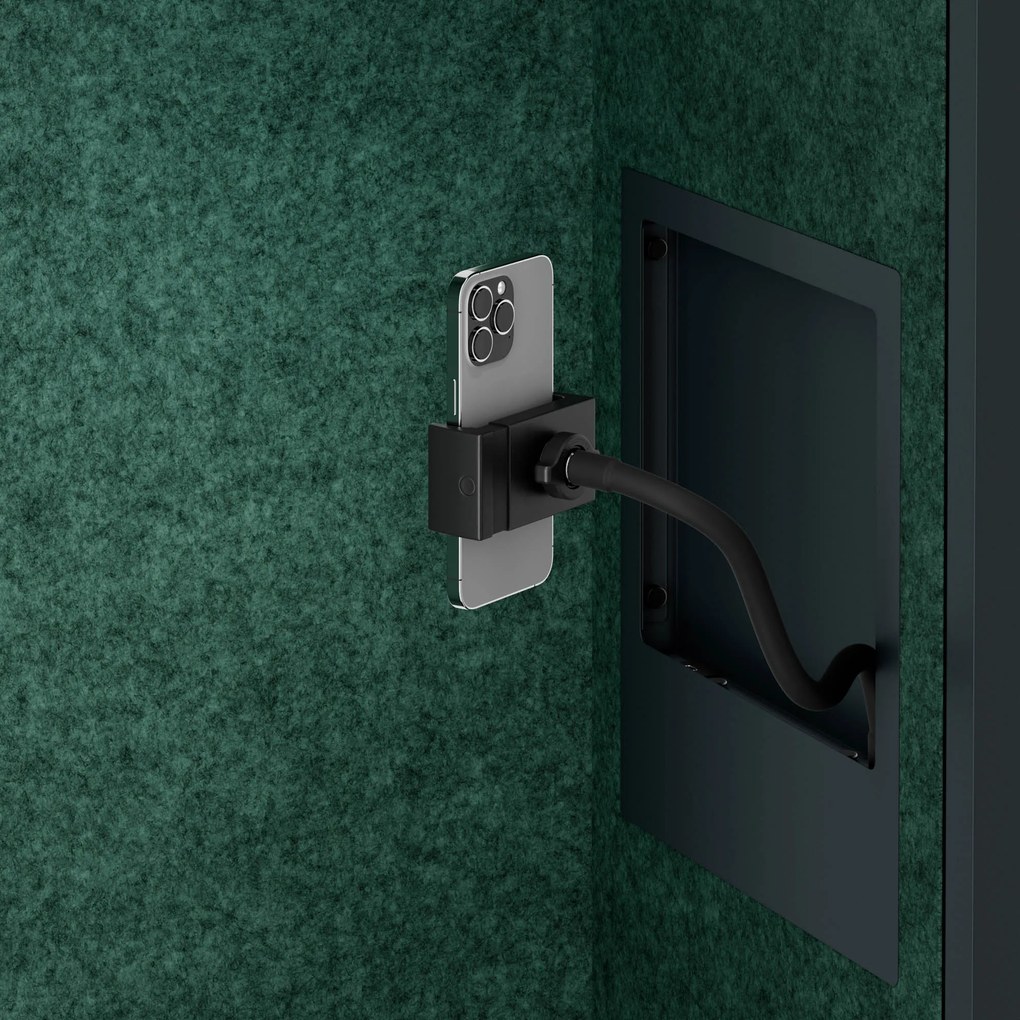 Kabina akustyczna SALLY MentalBox 600 mm – antracytowy korpus, zielone siedzisko