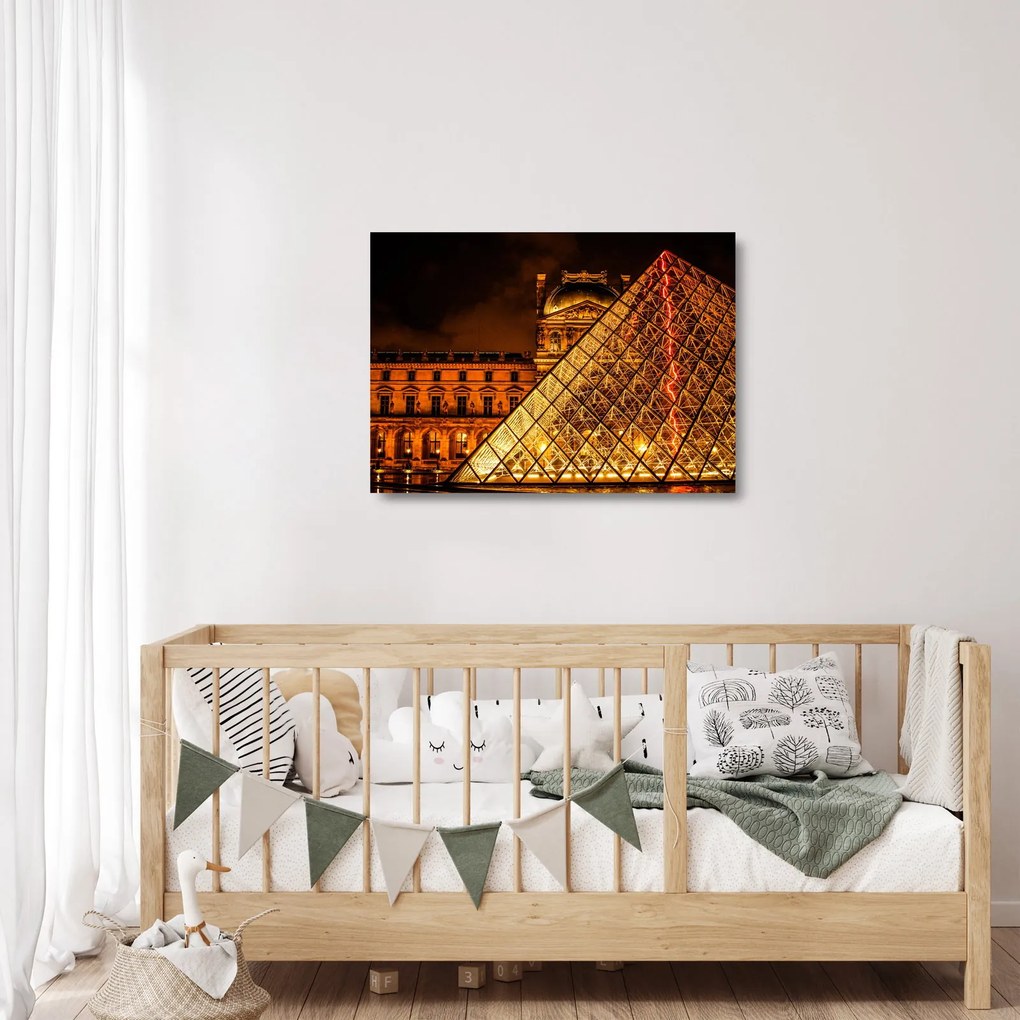 Obraz na szkle Luwru w Paryżu (70x50 cm)