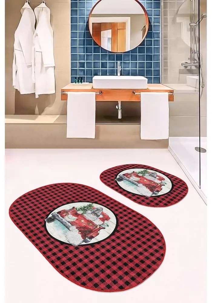Czerwono-czarne dywaniki łazienkowe zestaw 2 szt. 60x100 cm Full Ride – Mila Home