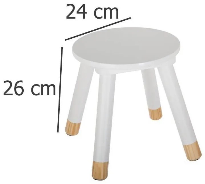 Taboret dla DZIECKA - stołek czteronożny, wysokość: 26 cm, Ø 24 cm
