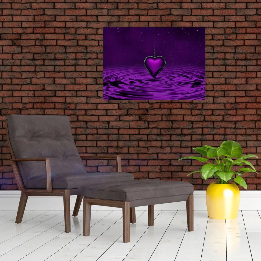 Obraz fioletowego serca (70x50 cm)