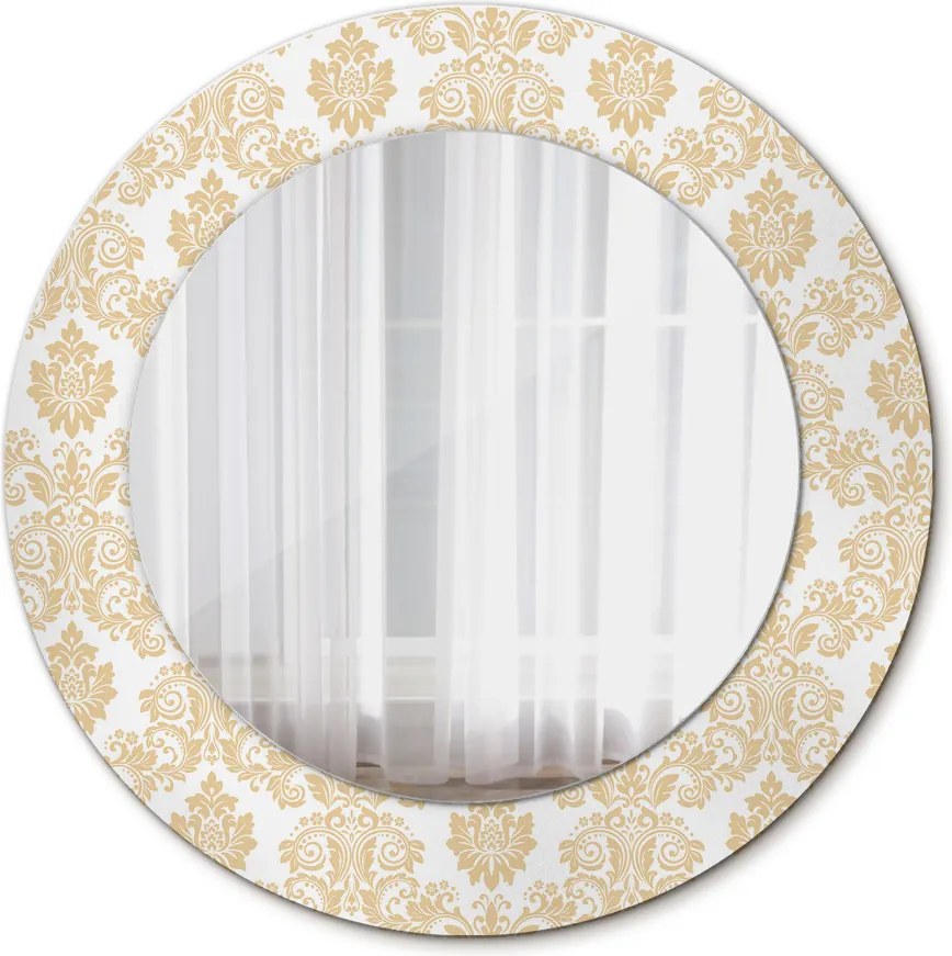 Lustro dekoracyjne okrągłe Barokowy damask
