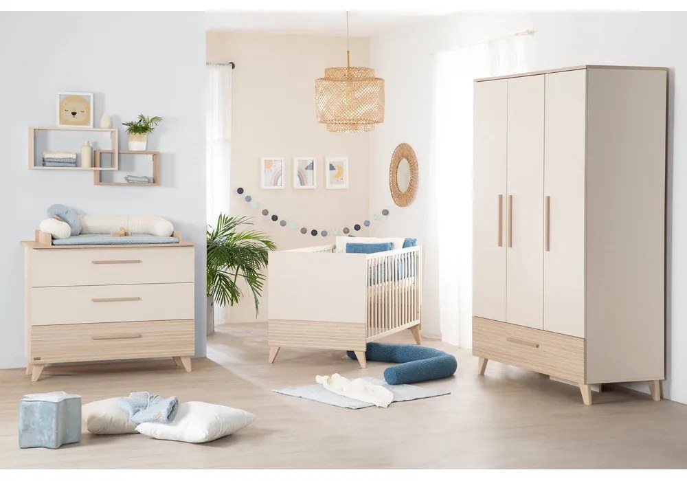 Beżowe łóżeczko z regulowaną wysokością 70x140 cm Sidney – Roba