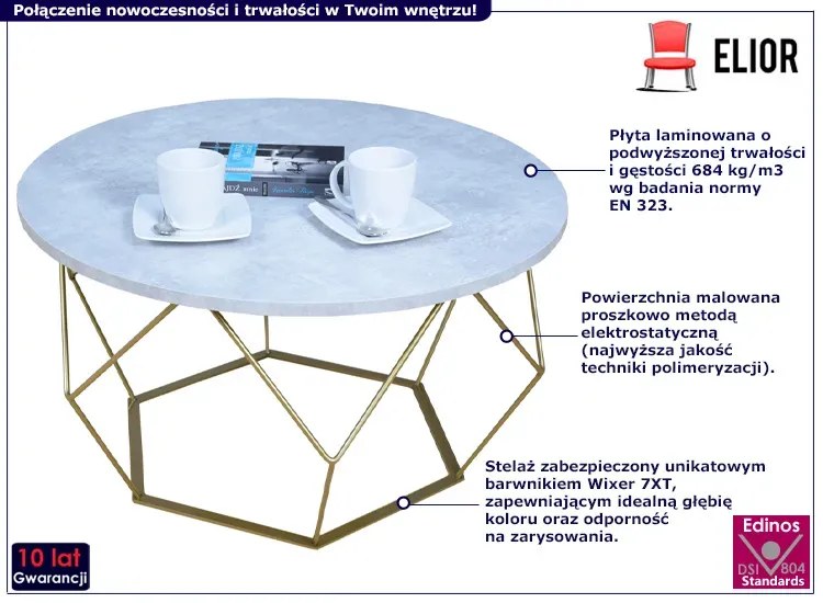 Okrągły stolik kawowy beton - Liliana 3X