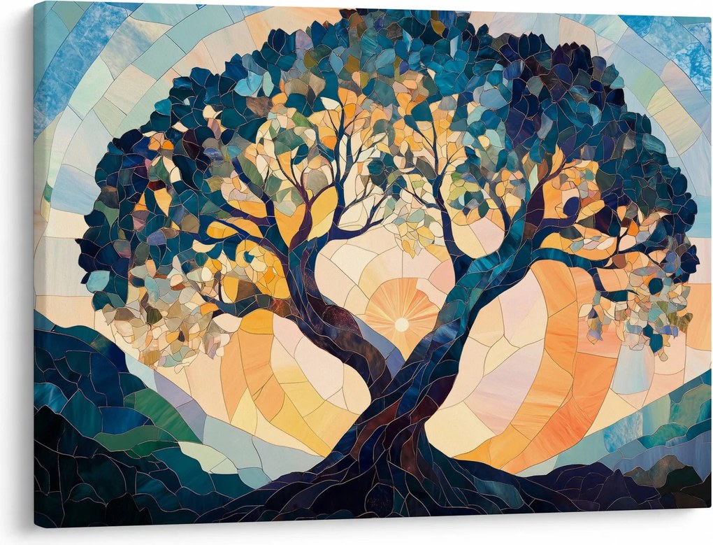 Obraz – Mozaika – słońce i drzewo II. (70x50 cm)