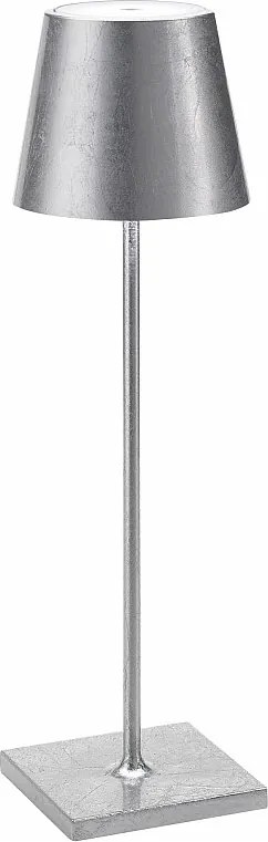Lampa stołowa LED Poldina Pro Silver Leaf, ładowalna i ściemnialna, z czasem pracy na baterii do 12 godzin.