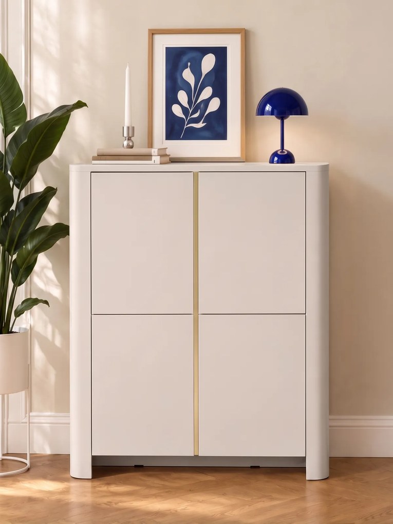 Komoda wysoka Sorrenti 103 cm - kaszmir / złoty