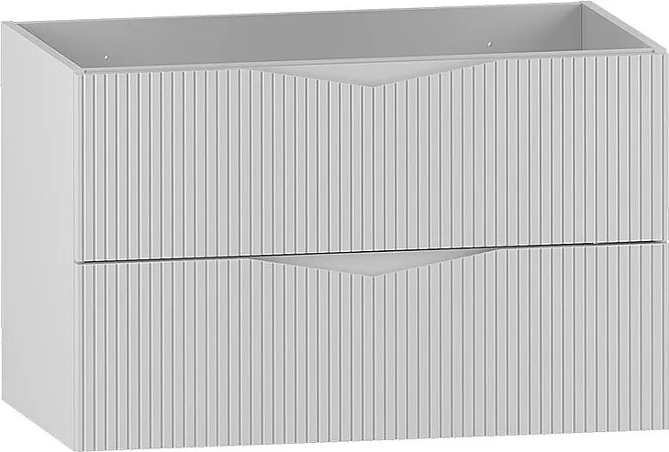 Biała Szafka pod Umywalkę 80cm 2 Szuflady Ryflowane Fronty Cleo