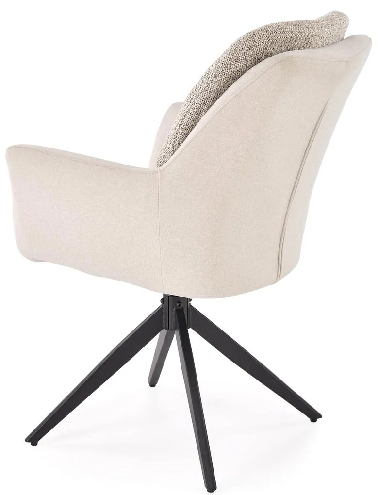 Krzesło do jadalni obrotowe z podłokietnikami popiel tkanina K591