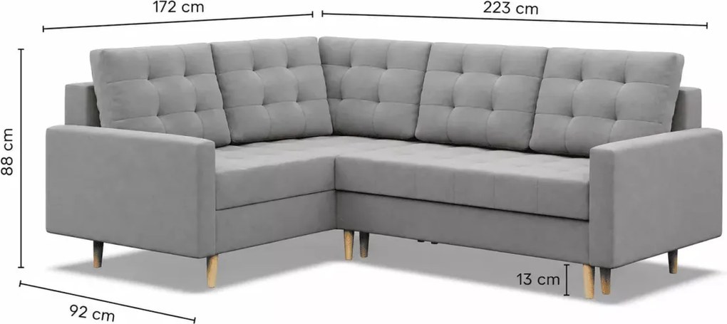 Narożnik Victoria 2 z otomaną – funkcja spania, 2 pojemniki na pościel, nowoczesny design, tkanina Lux
