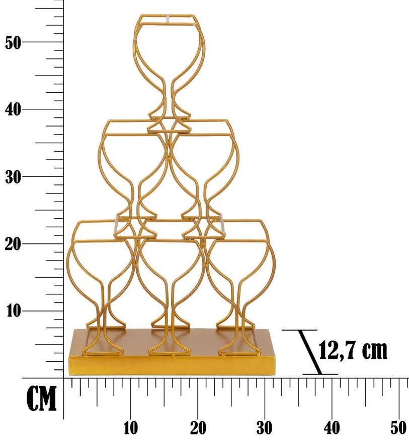 Stojak na wino, 6 butelek, złoty, 31 x 12 x 53 cm