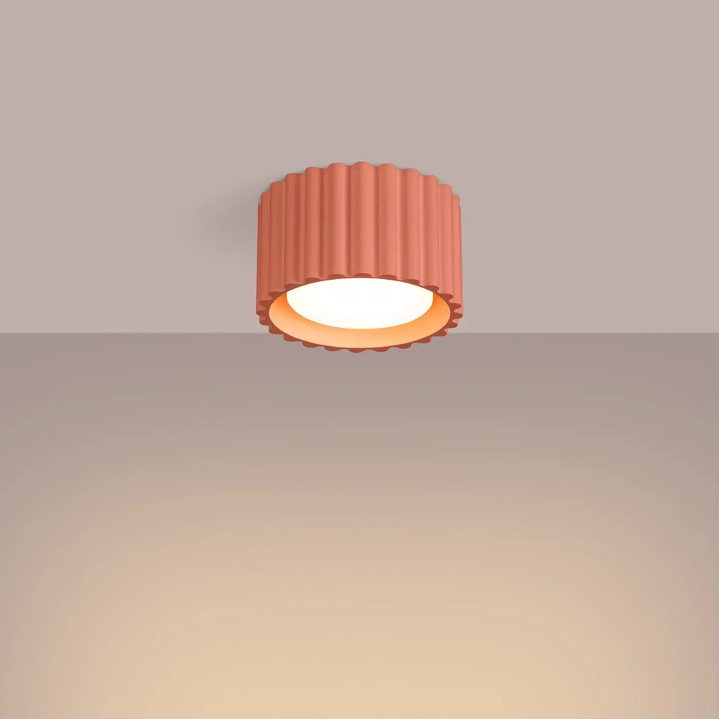 Plafon AURA 1 brzoskwiniowy GX53 ryflowany SOLLUX LIGHTING