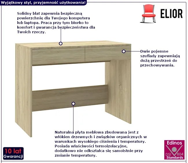 Biurko z szufladami w kolorze dąb sonoma Nimo