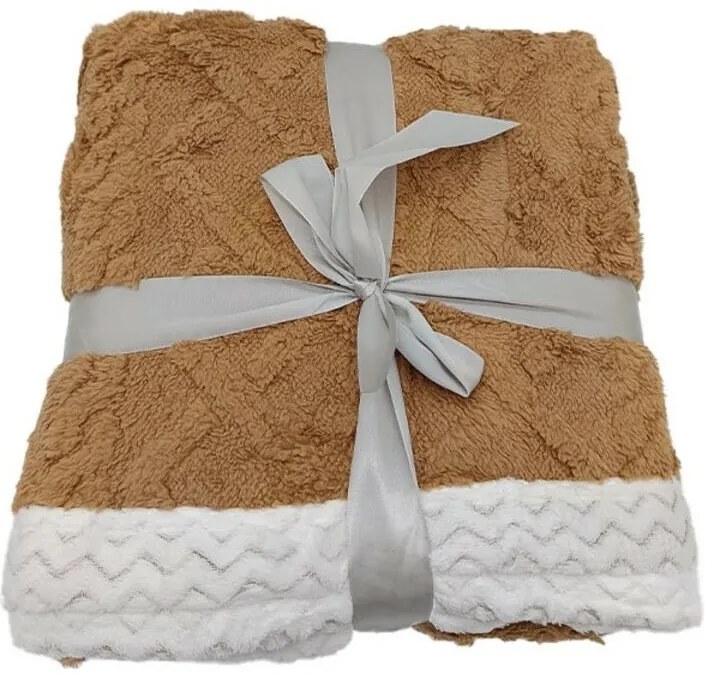 Kocyk z owczej wełny Island orzechowy, 150 x 200cm