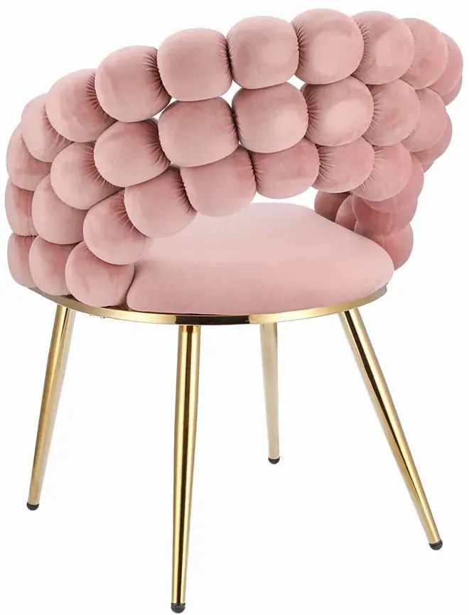 Różowe welurowe krzesło w stylu glamour K2-H56