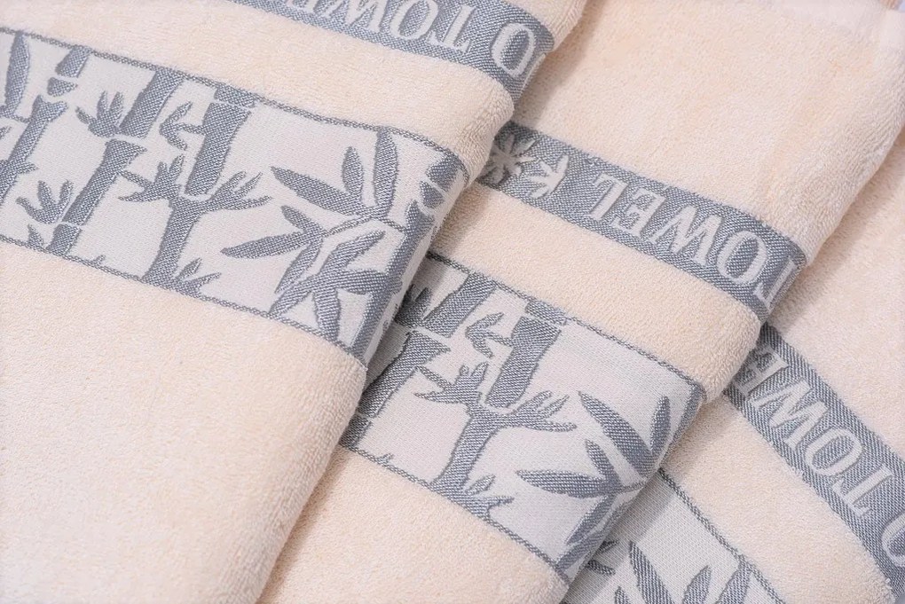 Bambusowy ręcznik BAMBOO 50x90 cm kremowy, 70% włókno bambusowe | 30% bawełna