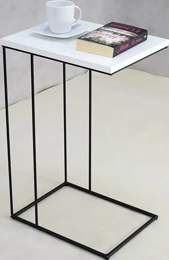 Biały stolik pomocniczy z czarnym stelażem F9-F34